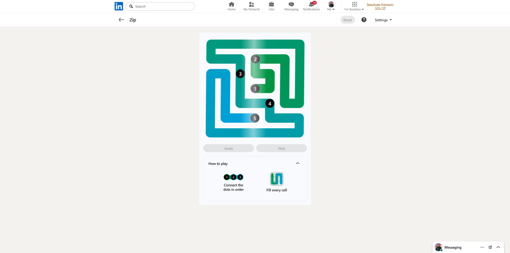 A screenshot of the LinkedIn Games.