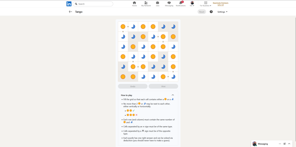A screenshot of the LinkedIn Games.