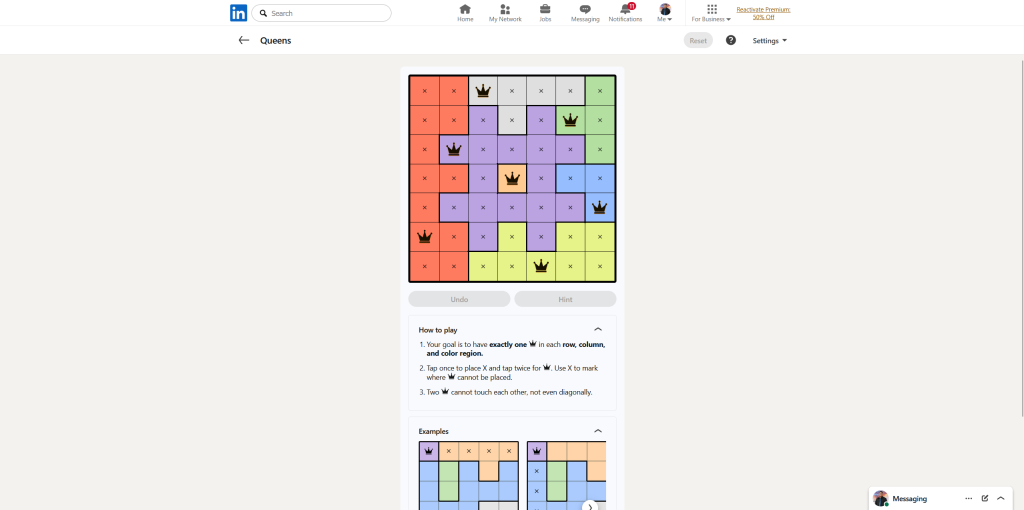A screenshot of the LinkedIn Games.