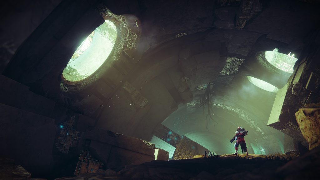 Destiny 2 screenshot featuring a character looking outside a tunnel.