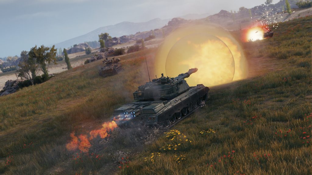 Tank battle in World of Tanks.