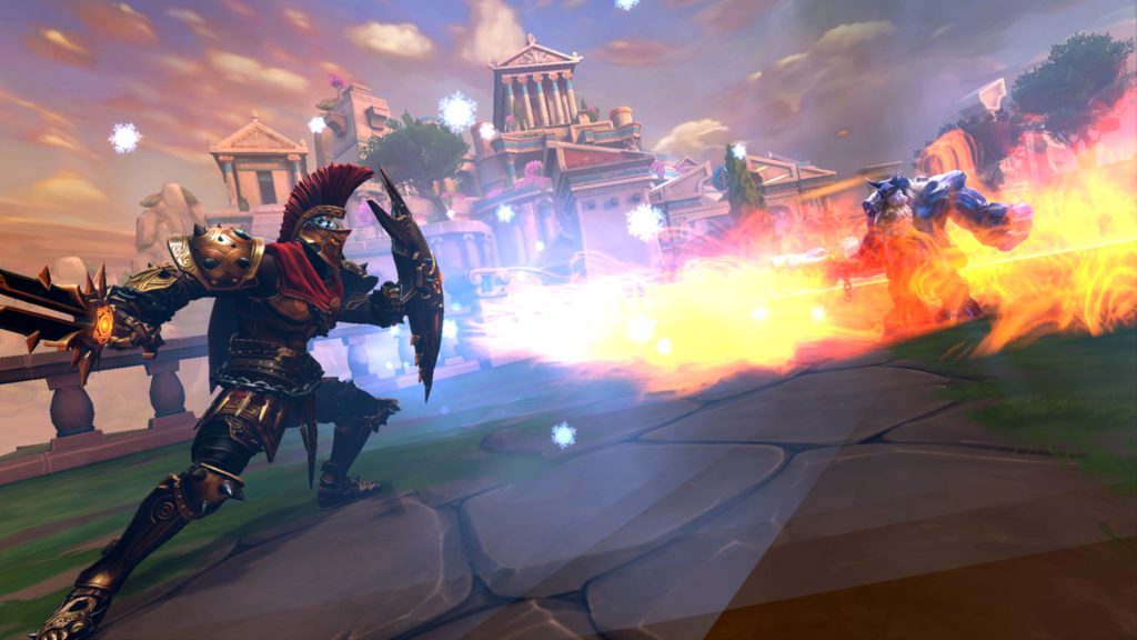 Gods battling in Smite.