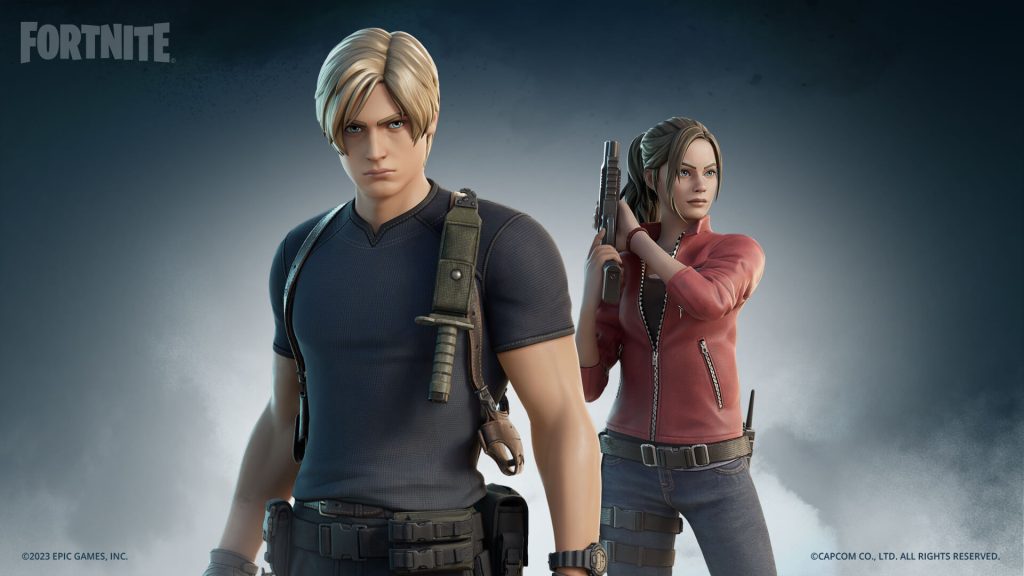 Leon Kennedy and Claire Redfield in Fortnite.