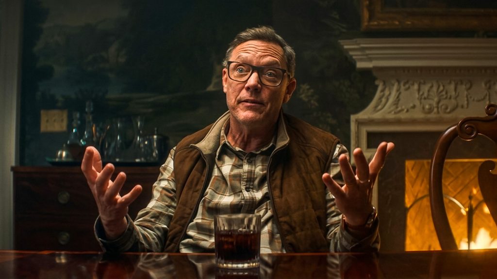 matthew lillard as mr charles in dinning table in daredevil born again season 2