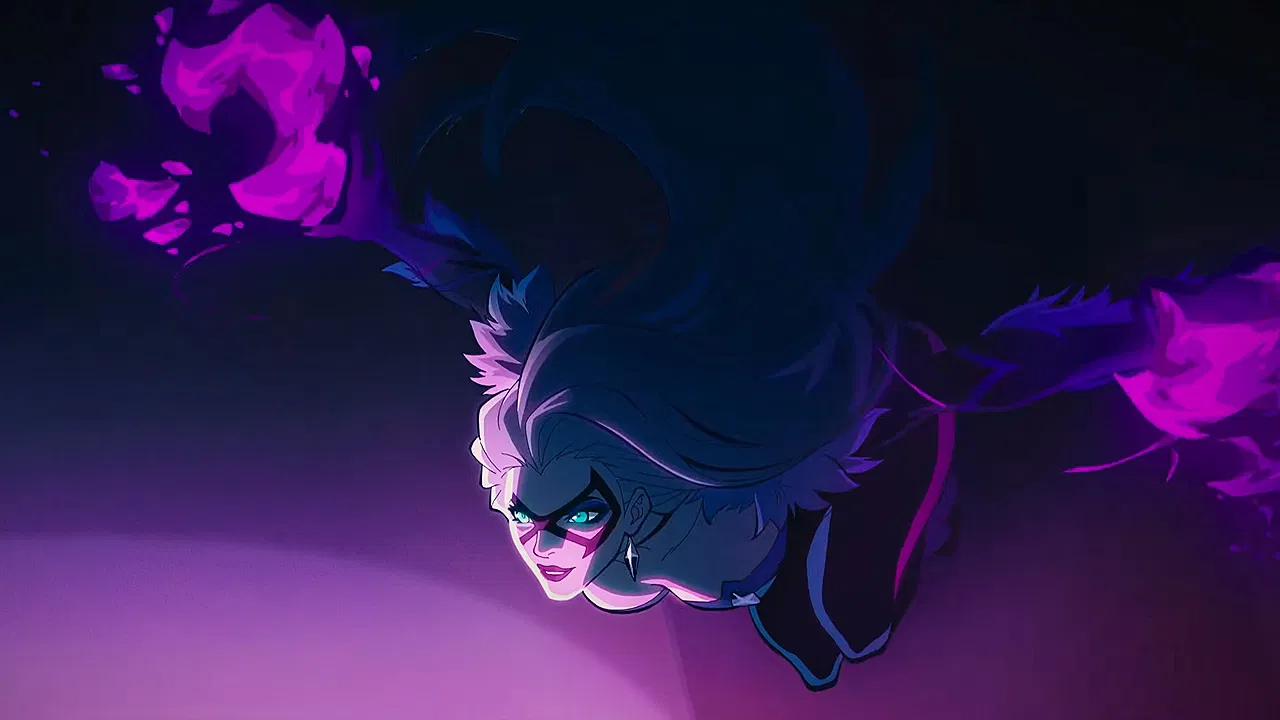 Release Date and Everything We Know So Far 17 Marvel Rivals Season 7 trailer scene showcasing Black Cat's acrobatic prowess as her hands glow purple.