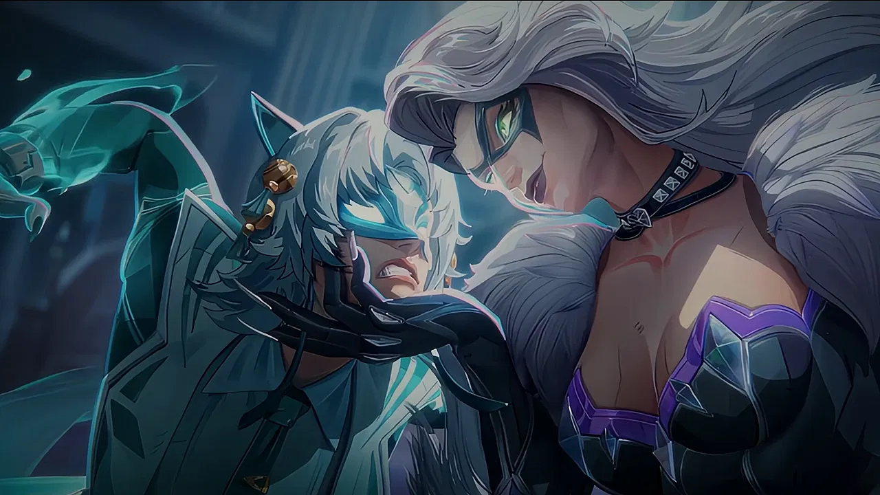 Release Date and Everything We Know So Far 16 A close-up of Black Cat holding White Fox by her chin in a Marvel Rivals trailer scene.