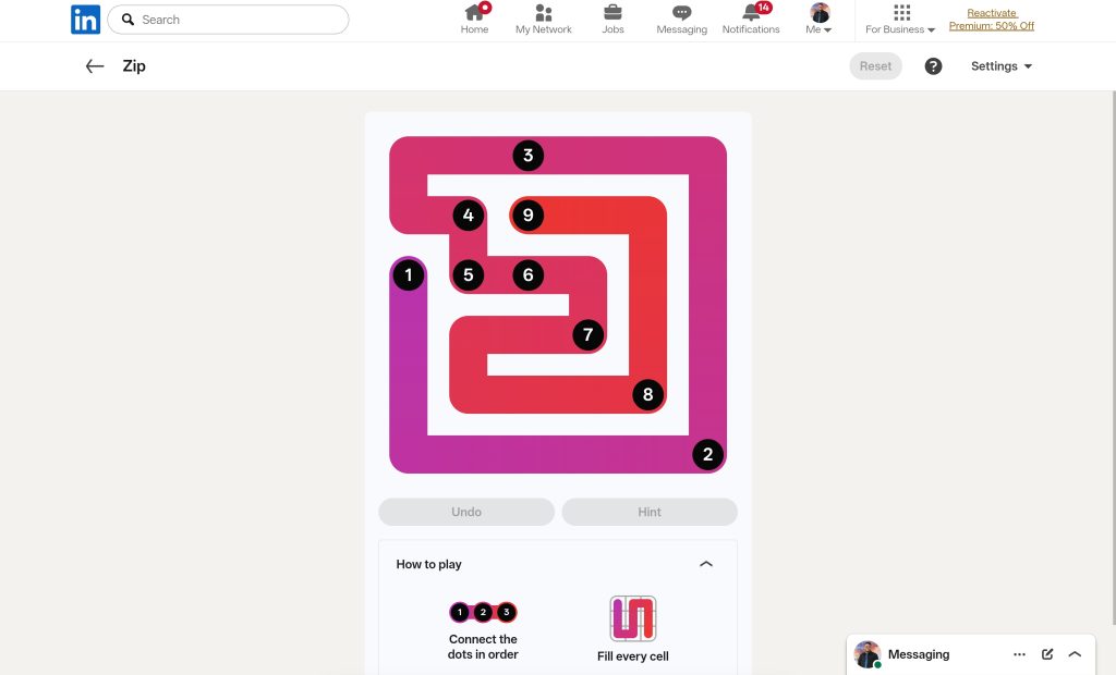 A screenshot of the LinkedIn Games.