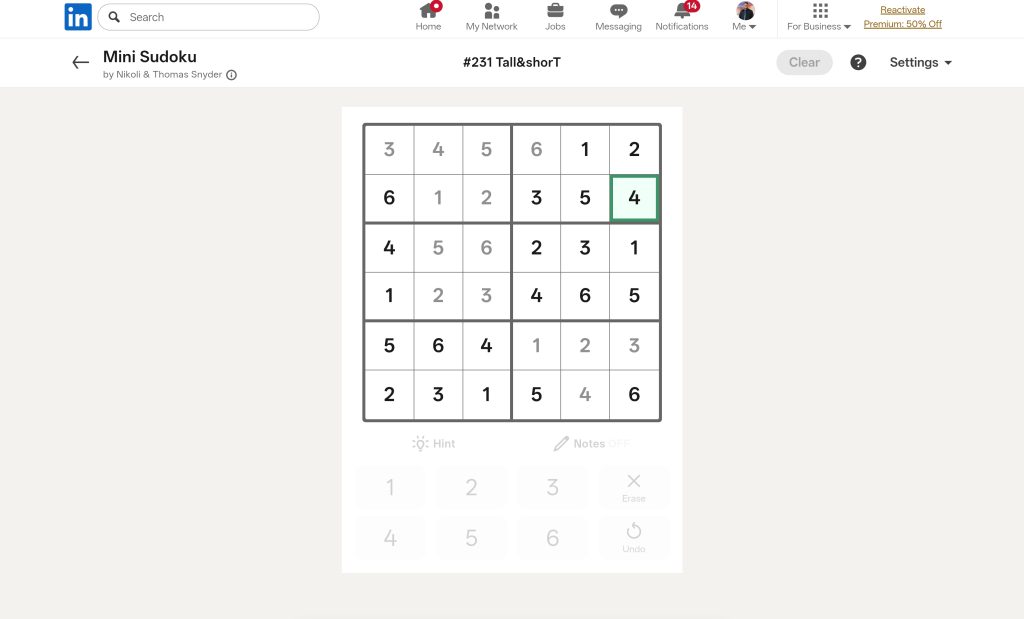 A screenshot of the LinkedIn Games.