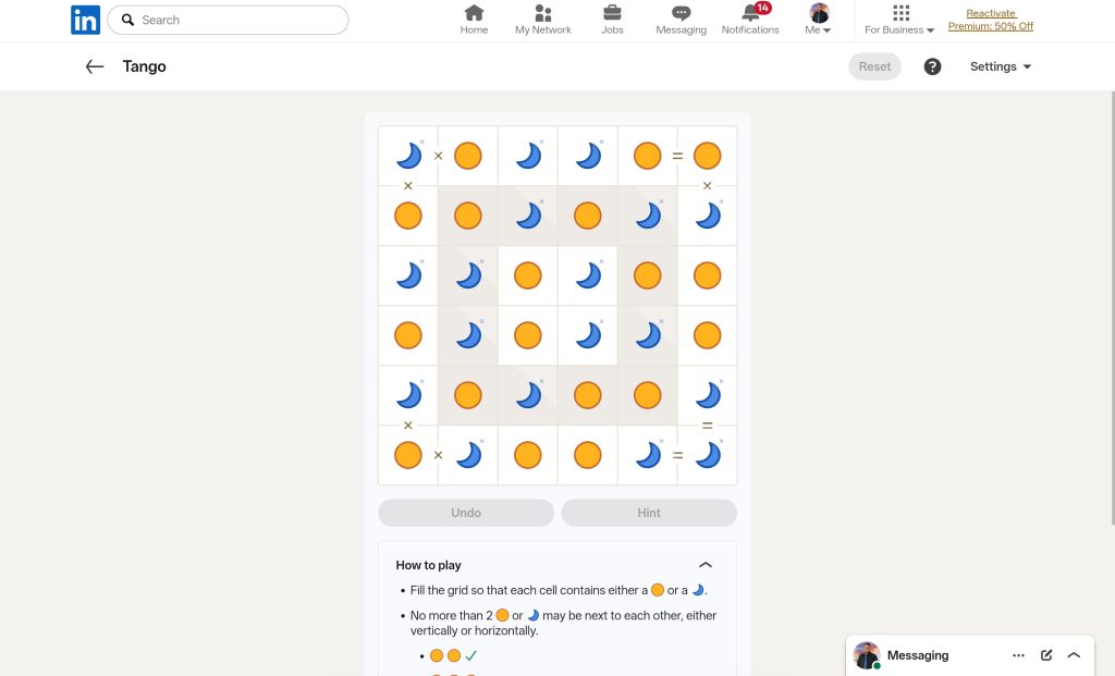 A screenshot of the LinkedIn Games.