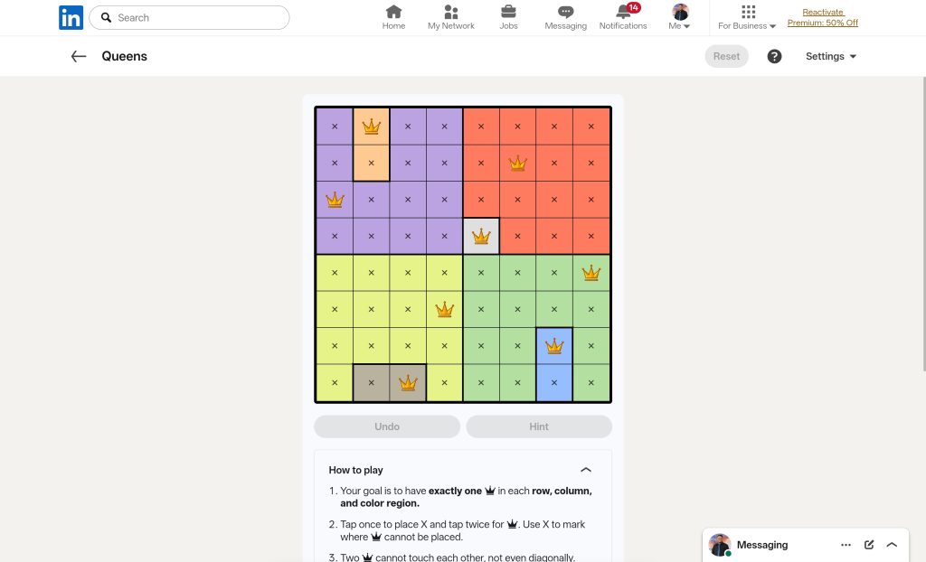 A screenshot of the LinkedIn Games.
