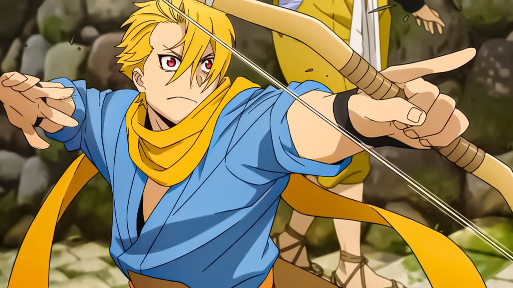 yuru shooting arrow with bow in daemons of the shadow realm