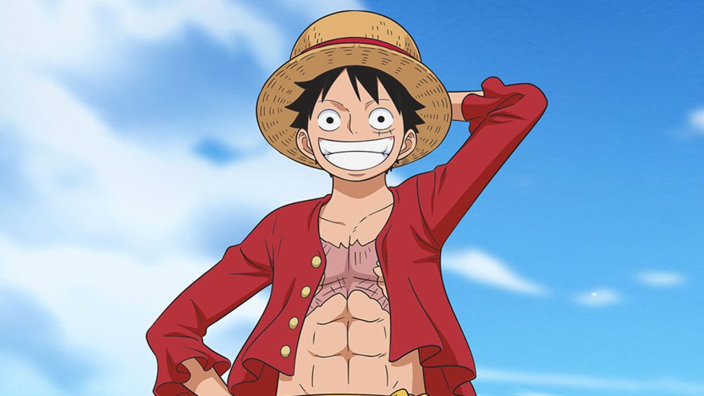 Monkey D. Luffy smiling in a still from Eiichiro Oda's One Piece anime. 