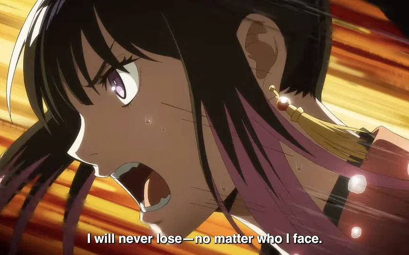 A Sensational Turn As Akane Sets Out to Rewrite Her Father's Past 1 a close up shot of akane osaki declaring that she won't lose no matter what in akane-banashi anime