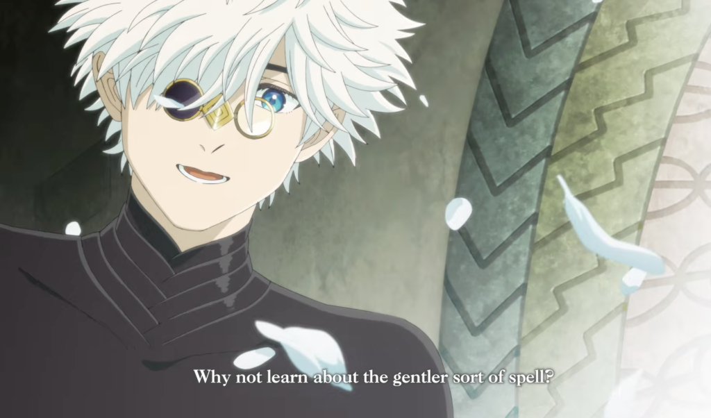 a still shot of qifrey smiling from witch hat atelier official trailer