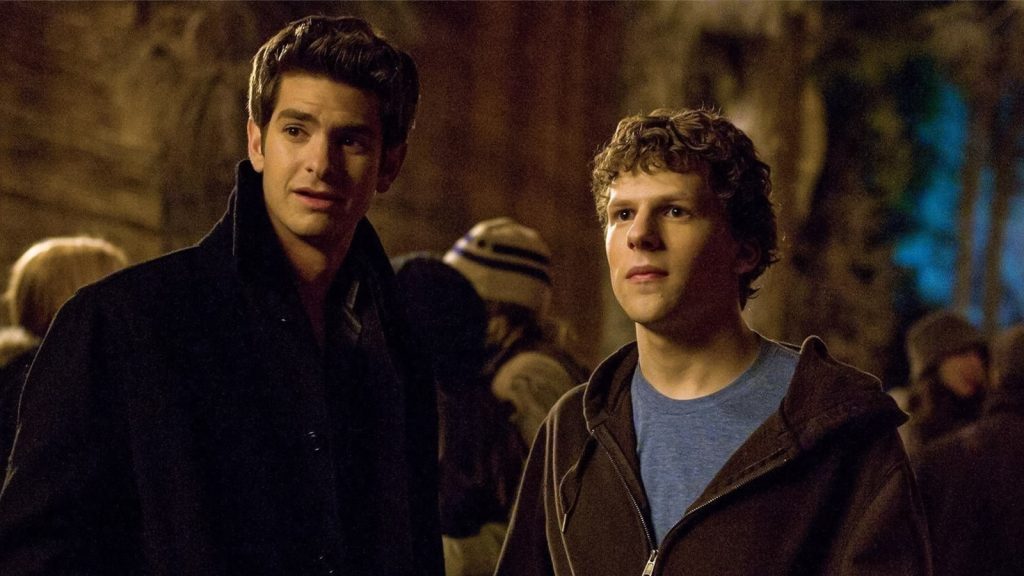 Jesse Eisenberg and Andrew Garfield in The Social Network