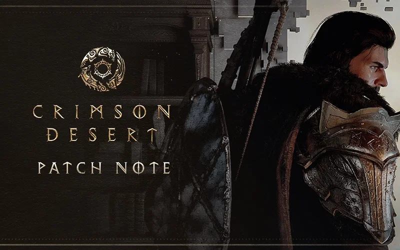 Big Changes to the Greymane Camp and More! 1 A graphic of a Crimson Desert update patch notes.