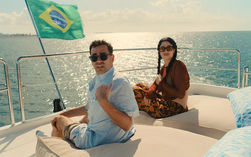 Dan Levy and Taylor Ortega Shine in Crime-Driven Comedy 23 (L to R) Dan Levy as Nicky and Taylor Ortega as Morgan in Big Mistakes.