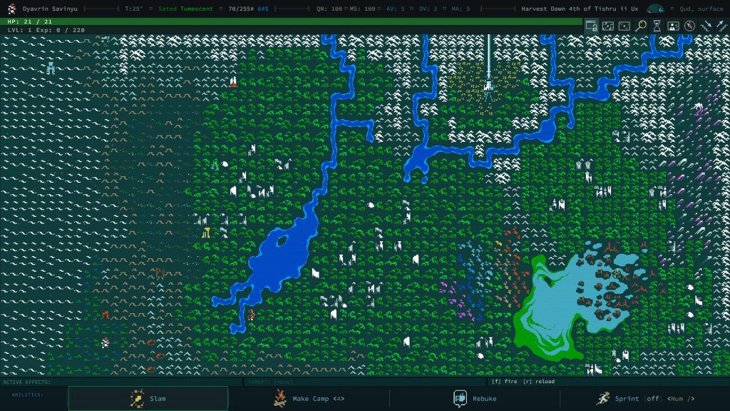 The world of Caves of Qud.