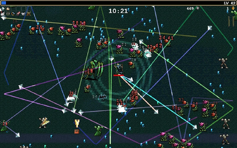 Best Roguelike Games of All Time, Ranked 2 Vampire Survivors bullet hell gameplay screenshot.