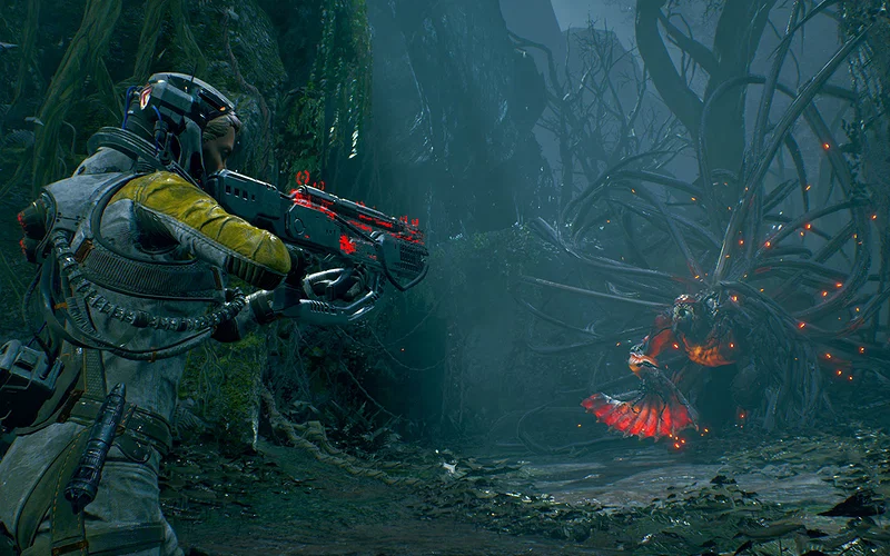 Best Roguelike Games of All Time, Ranked 1 Returnal third-person gameplay screenshot.