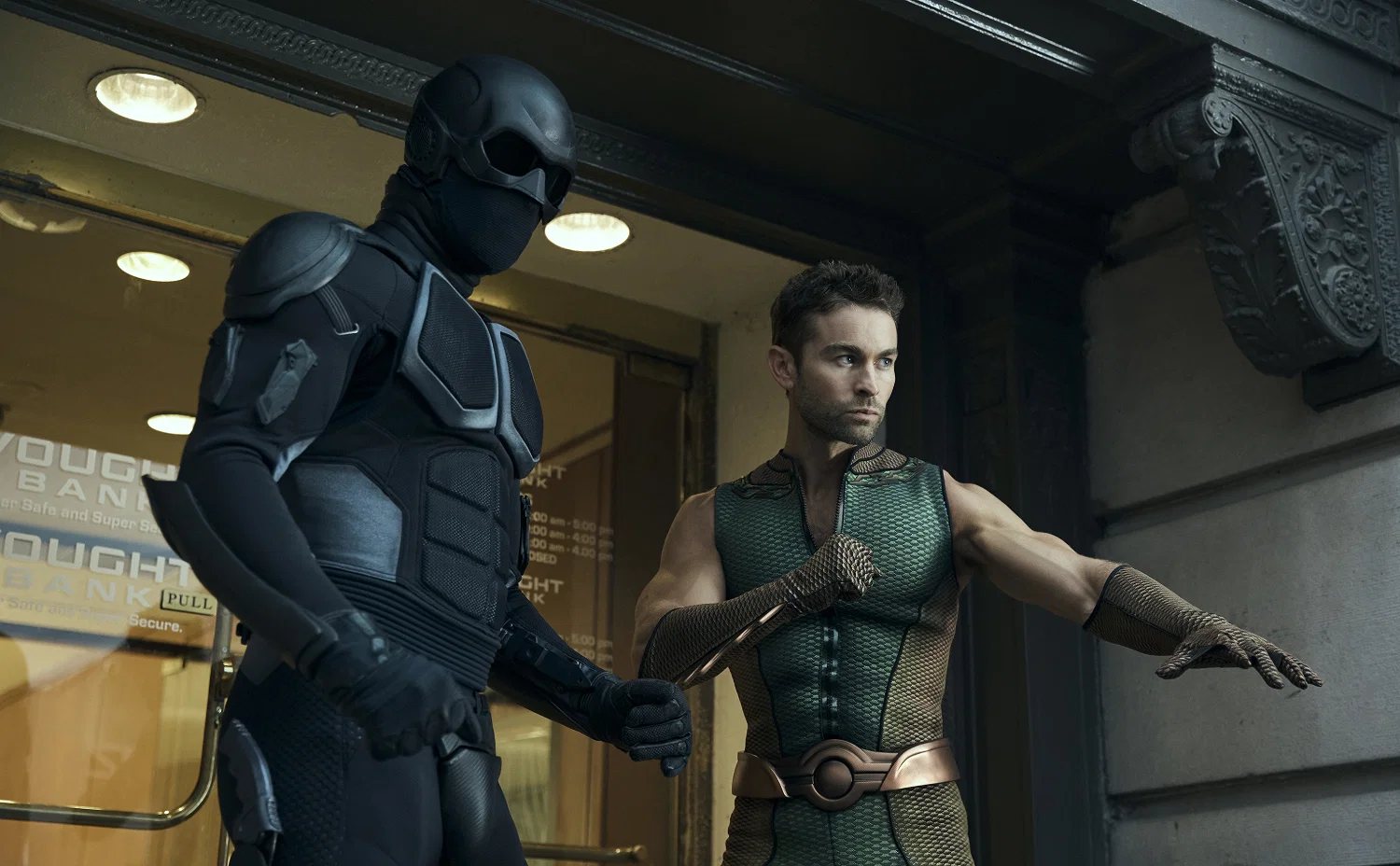 The Boys Season 5 Characters Sorted Into Hogwarts Houses 53 A still from The Boys featuring noir and the deep ready to fight