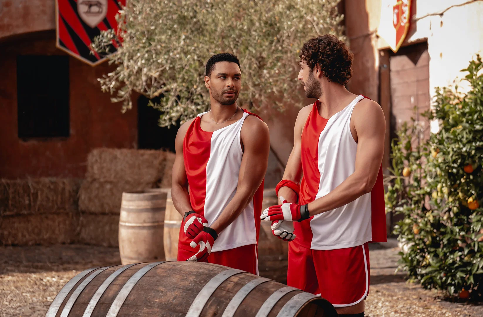 Surprisingly Riveting Rom-Com Breathes New Life into Tired Tropes 23 (from left) Michael (Regé-Jean Page) and Matteo (Lorenzo de Moor) in You, Me and Tuscany, directed by Kat Coiro.