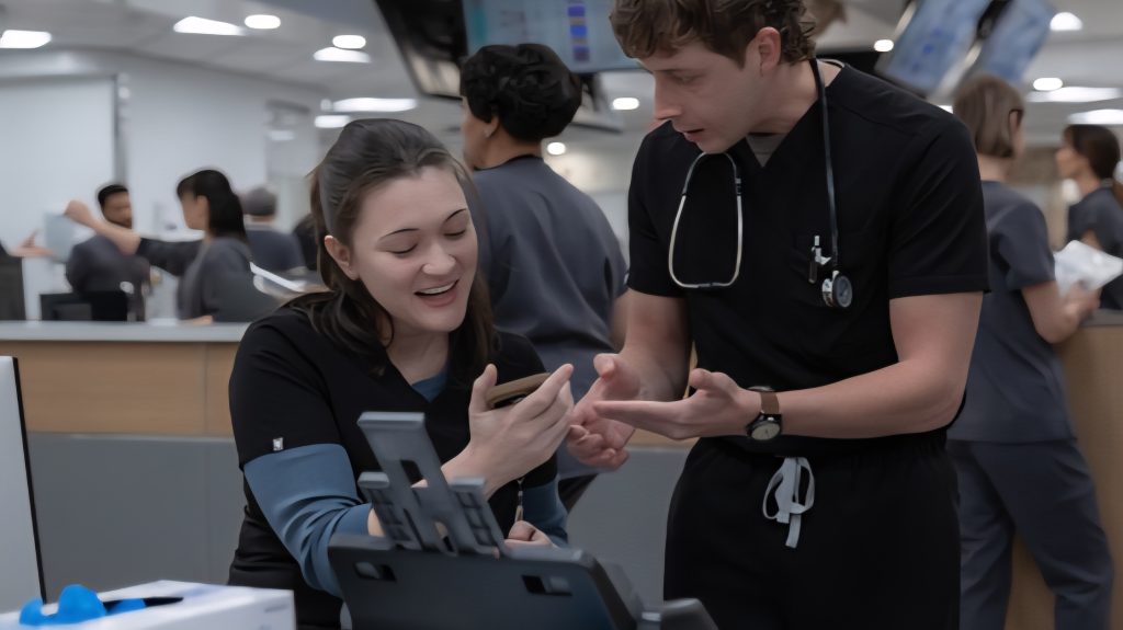 Isa Briones and Gerran Howell in The Pitt Season 2 Episode 14