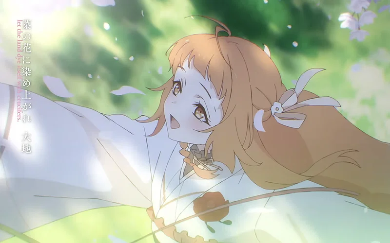 Dance of Spring Release Date, Time, What to Expect & How to Watch 3 hinagiku the goddess of spring, smiling as she does a ritual to bring back spring in agents of the four seasons anime