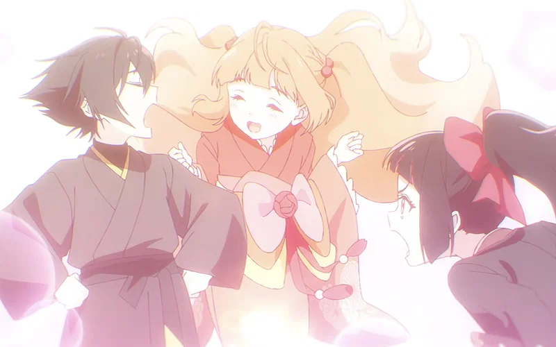 Dance of Spring Release Date, Time, What to Expect & How to Watch 7 a young kantsubaki, hinagiku, and sakura playing together in agents of the four seasons anime