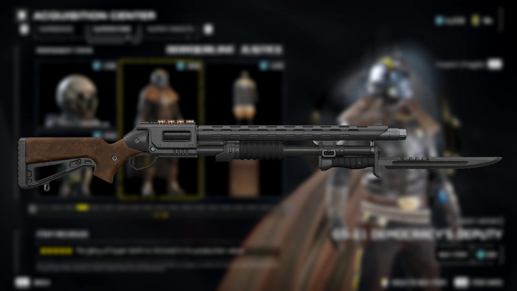 Helldivers 2 in-game screenshot showing the weapon stats of the SG-97 Sweeper.