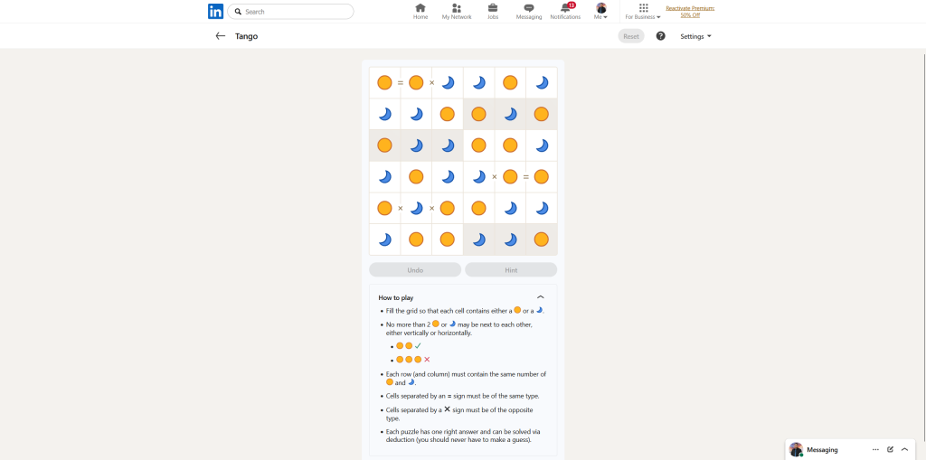 A screenshot of the daily LinkedIn Games.