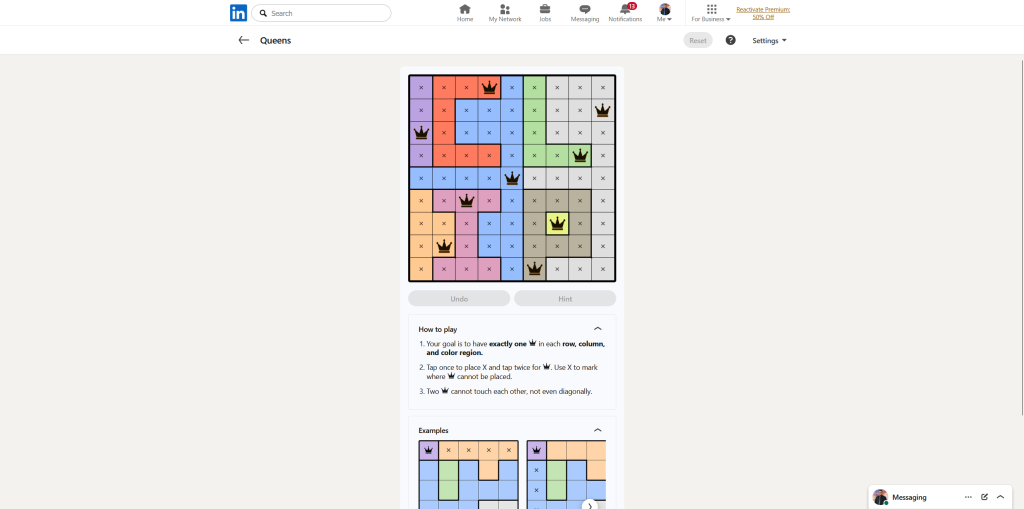 A screenshot of the daily LinkedIn Games.