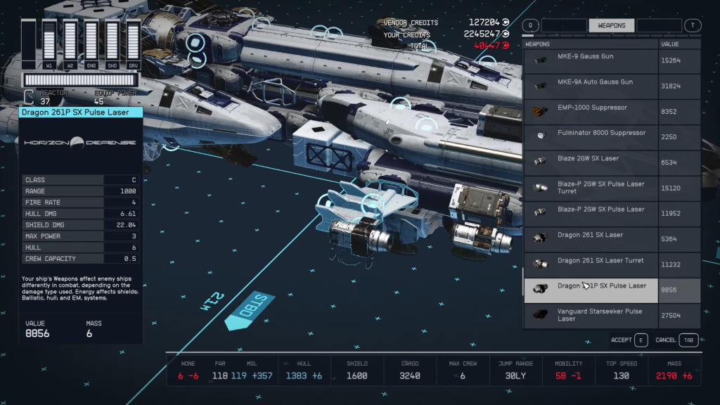 Dragon 261P SX Pulse Laser in Starfield.
