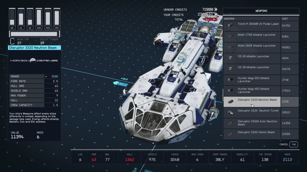 Disruptor 3320 Neutron Beam in Starfield.