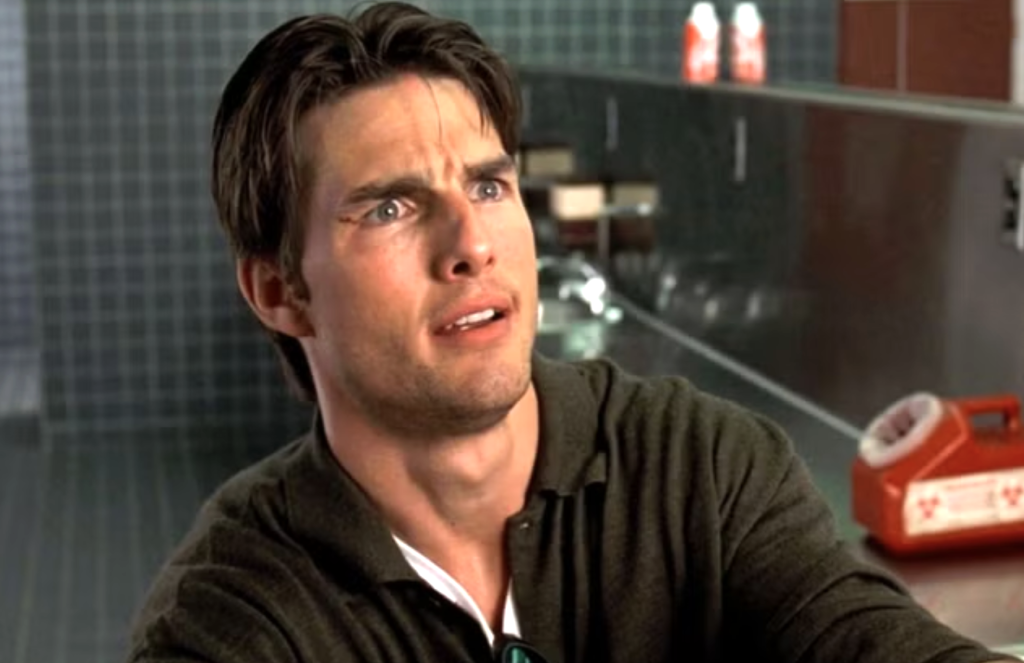 Tom Cruise with a surprised look on his face