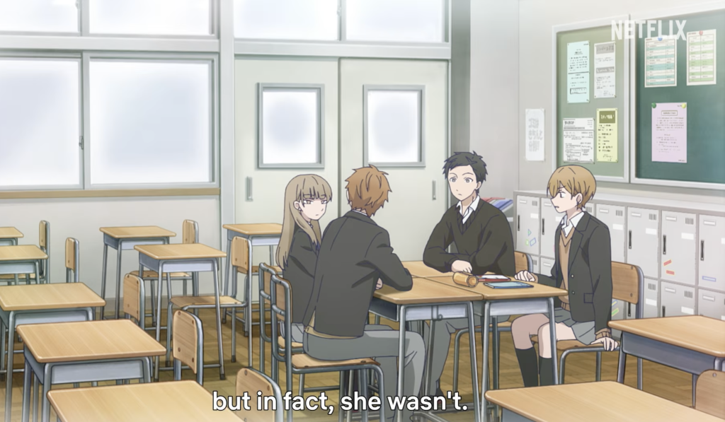 minato joins hikawa, miki, and yota after school to study together in the ramparts of ice episode 2