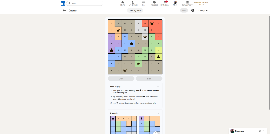 A screenshot of the daily LinkedIn Games.
