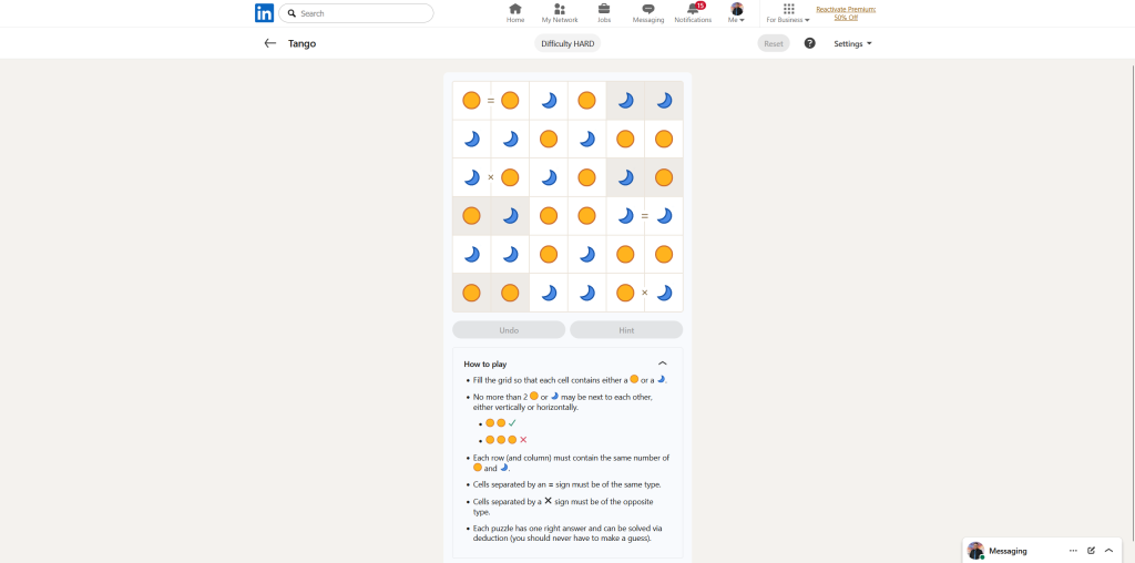 A screenshot of the daily LinkedIn Games.