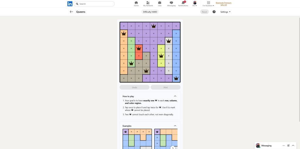 A screenshot of the daily LinkedIn Games.