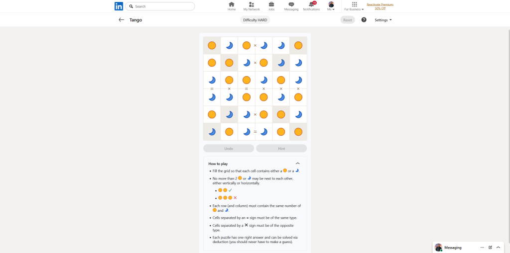 A screenshot of the daily LinkedIn Games.
