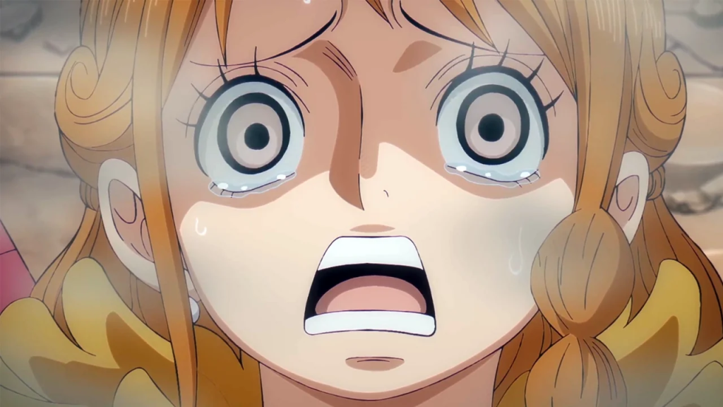 Nami's shocking reaction from One Piece episode 1157. 