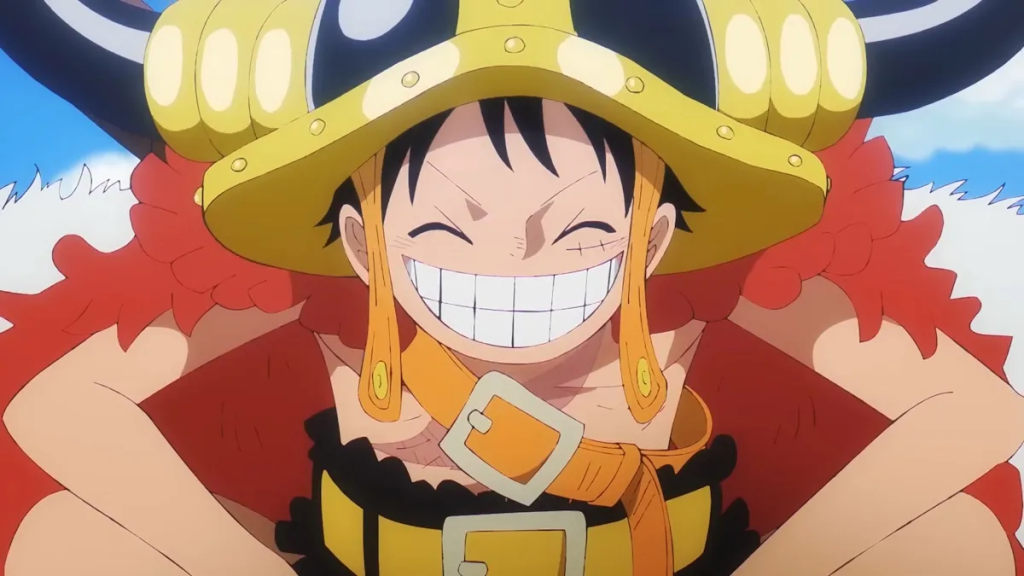 Luffy smiling in a still from One Piece. 