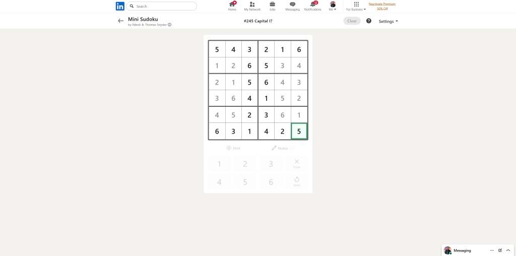 A screenshot of the daily LinkedIn Games.