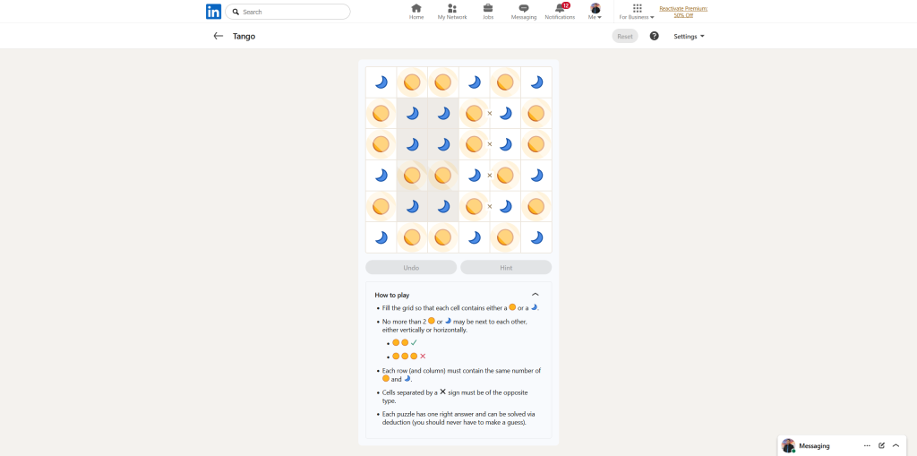 A screenshot of the daily LinkedIn Games.