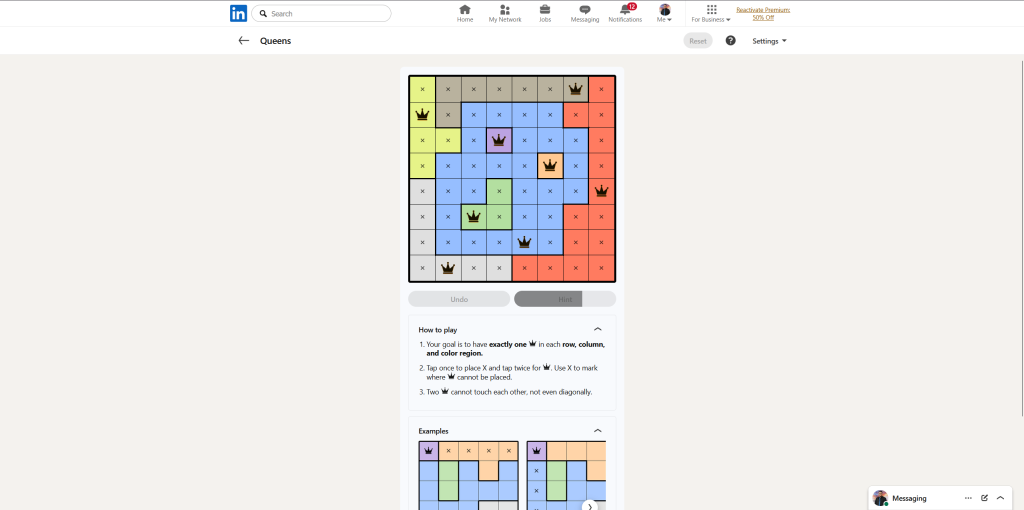 A screenshot of the daily LinkedIn Games.