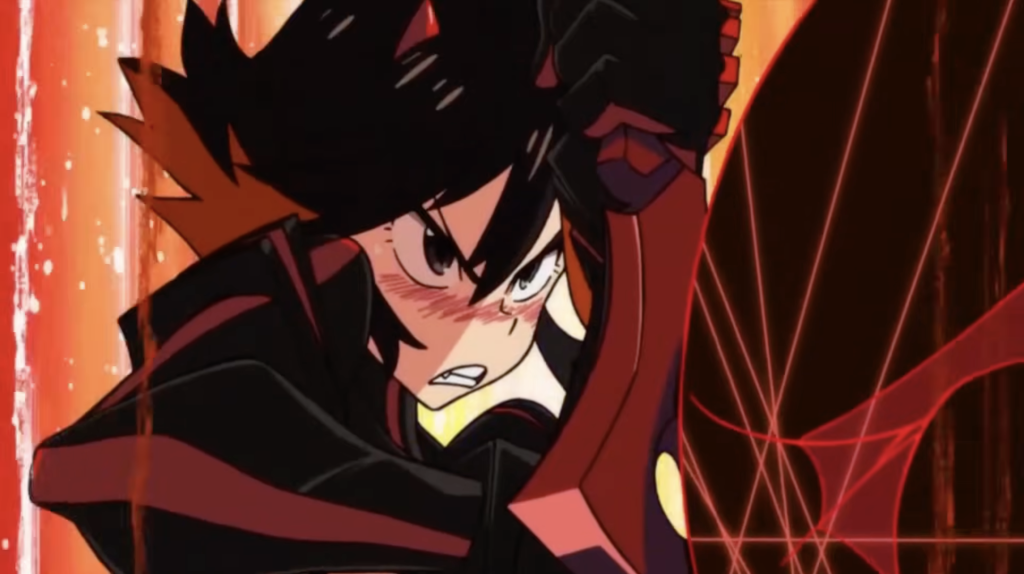 a still of ryuko matoi duirng a fight scene from kill la kill anime