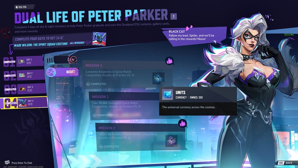 Marvel Rivals in-game screenshot showing event challenges with free Units as one of the rewards.