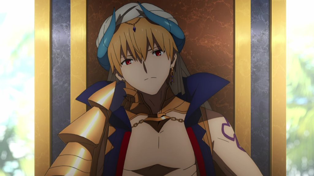 Gilgamesh sitting on his throne