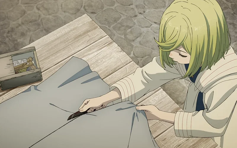 Agott Thrusts Coco Into Danger Behind Qifrey’s Back 3 coco is cutting a piece of cloth at her house in witch hat atelier