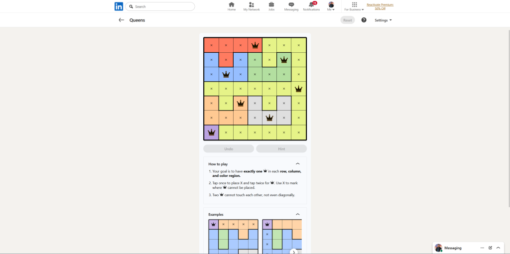 A screenshot of the daily LinkedIn Games.